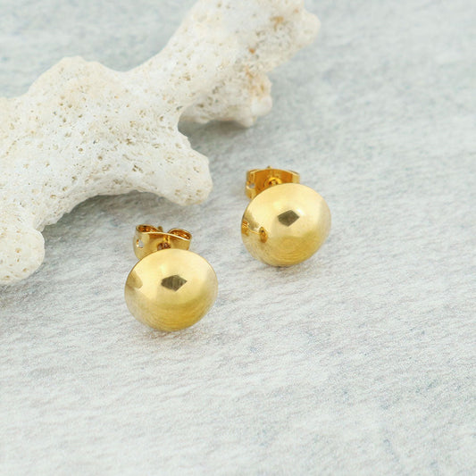 RMZ GOLD NYC 18k Gold Half Ball Stud Earrings