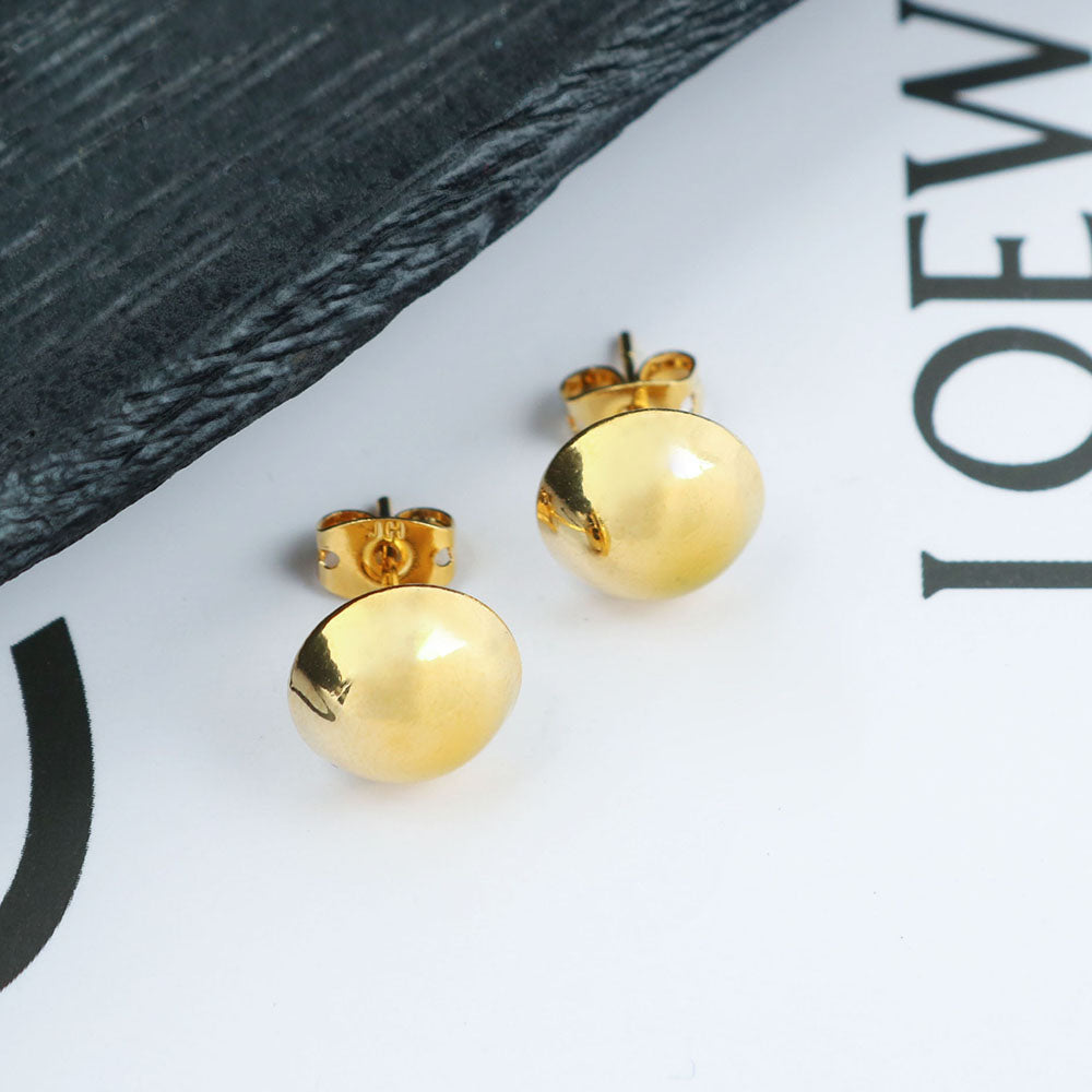 RMZ GOLD NYC 18k Gold Half Ball Stud Earrings
