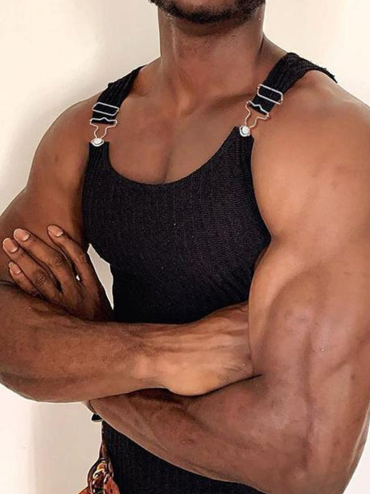 Men's Full Size Side Cutout Round Neck Tank Plus Size