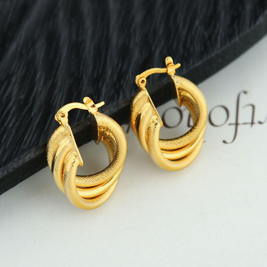 14K Gold Mate Triple Hoop Earrings (Copy)