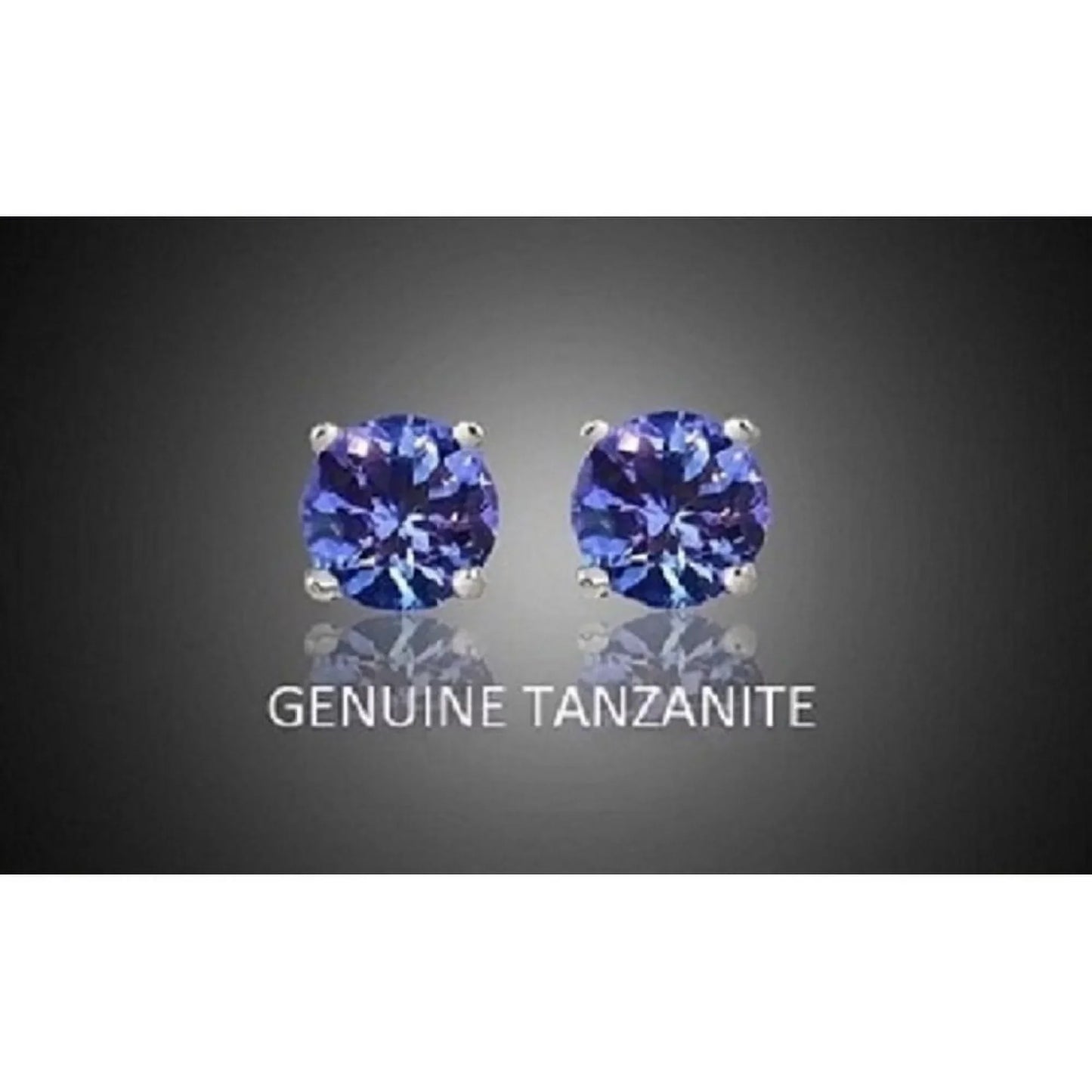 RMZ GOLD NYC 925 Sterling Silver Genuine Tanzanite Stud Earrings