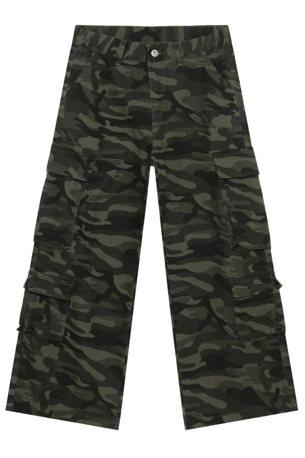Men's Camouflage Wide Leg Jeans with Cargo Pockets
