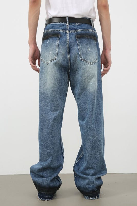 Men's Raw Hem Baggy Jeans