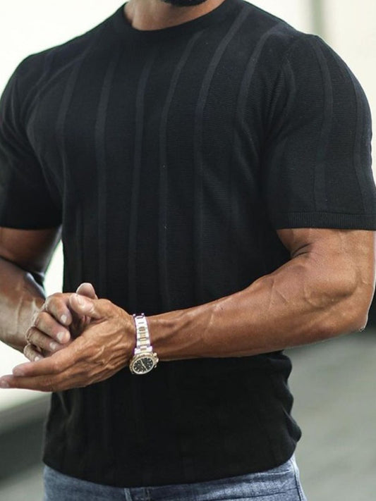 Men's Plus Size Striped Round Neck Short Sleeve T-Shirt