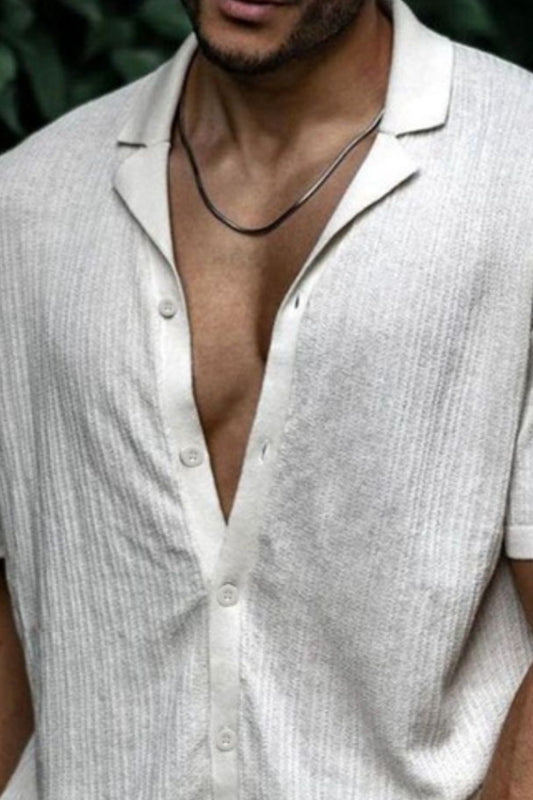 Men's Plus Size Button Up Short Sleeve Shirt