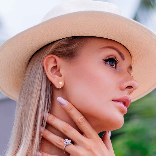 20G Gold Tone Implant Grade Titanium Heart Open Hoop Earring Set