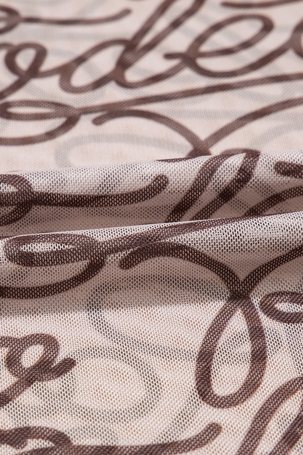 Printed Round Neck Short Sleeve Mesh T-Shirt