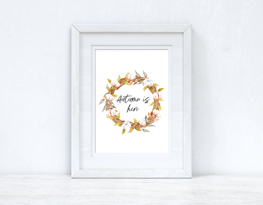 Autumn Is Here Cotton Wreath Autumn 2021 Seasonal Wall Home Decor Print by WinsterCreations™ Official Store