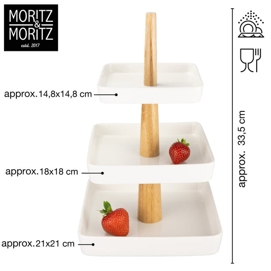 3 Tier Porcelain Fruit Stand (Includes Tongs) by Moritz & Moritz