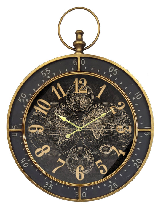 Pocket Watch Style Metal Wall Clock by Peterson Housewares & Artwares