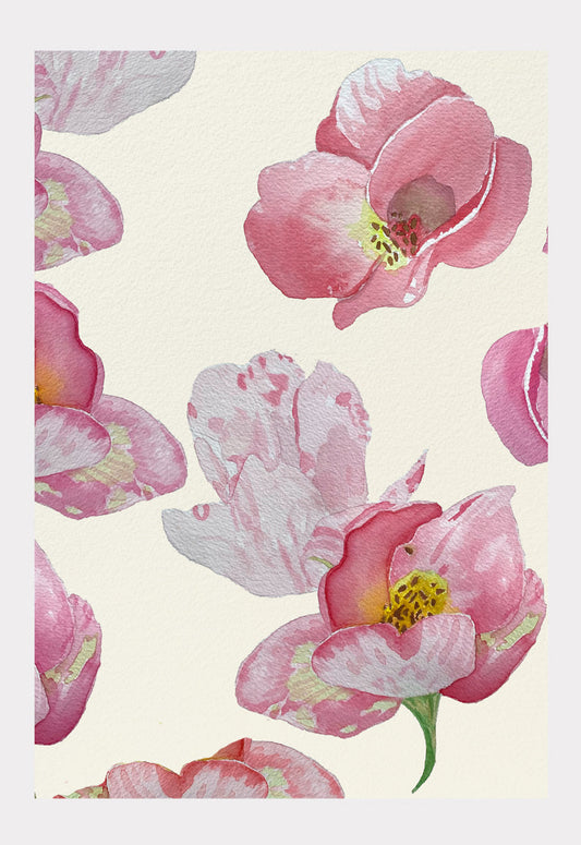 Art Print: Wild Dog Rose on Ecru by India & Purry