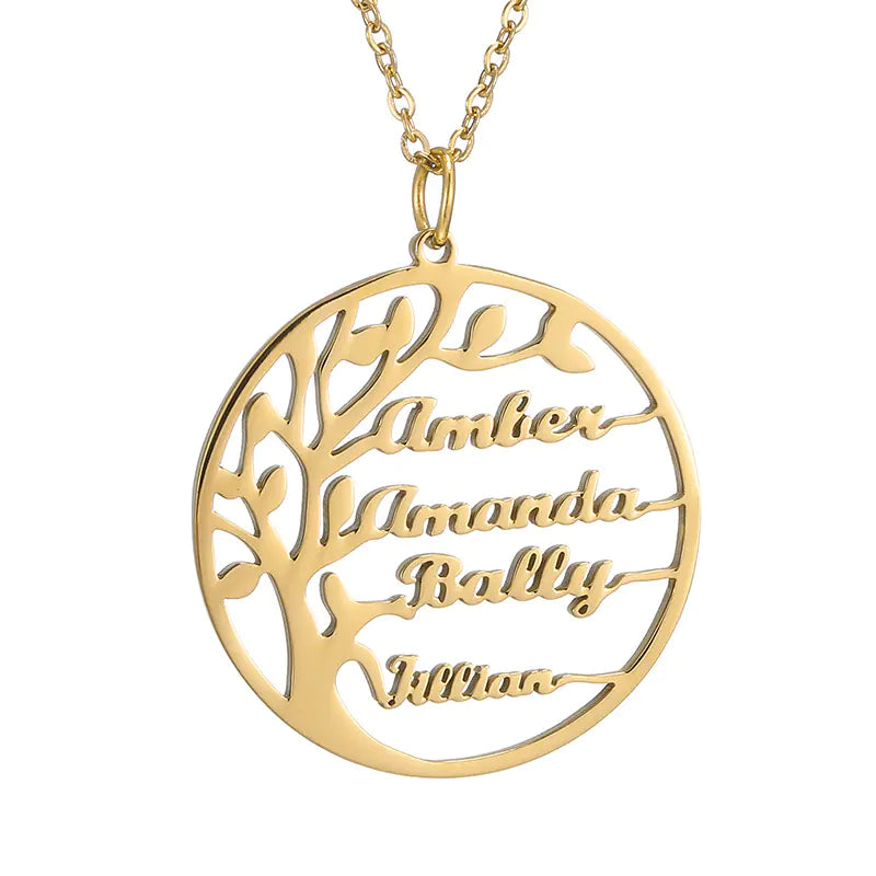 Personalized Name Necklace with Tree of Life Pendant