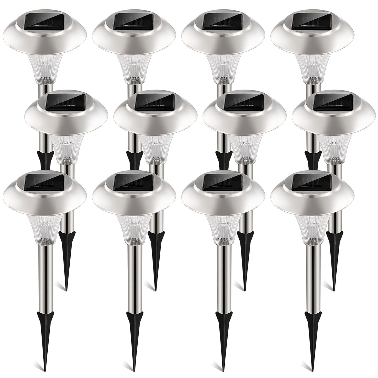 12Packs Solar Garden Lights Outdoor IP44 Waterproof Solar Pathway Lights Color Changing Landscape Lamps 10Hrs Lawn Lighting for Yard Driveway Walkway