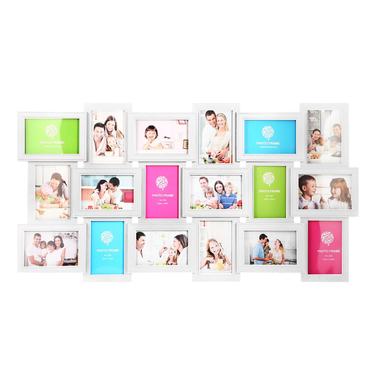 12/18 Pictures Frames Collage for Photos in 4" x 6" Glass Protection Display Wall Mounting Gallery Home Decor Kit