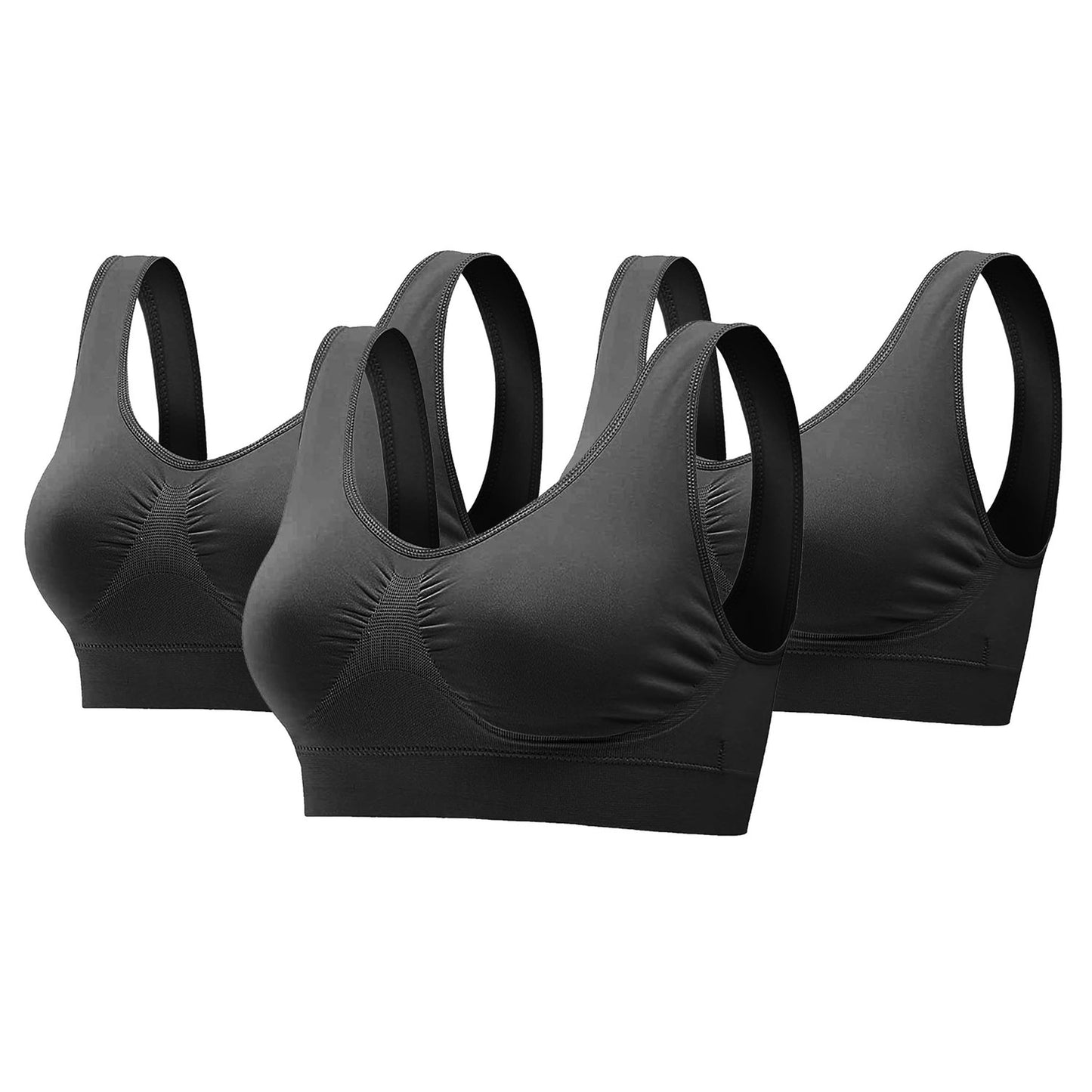 3 Pack Sport Bras For Women Seamless Wire-free Bra Light Support Tank Tops For Fitness Workout Sports Yoga Sleep Wearing