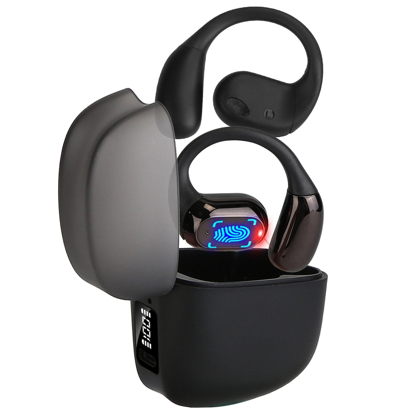 Wireless V5.4 Open Ear Earbuds LED Case IPX5 300Hr Touch Control