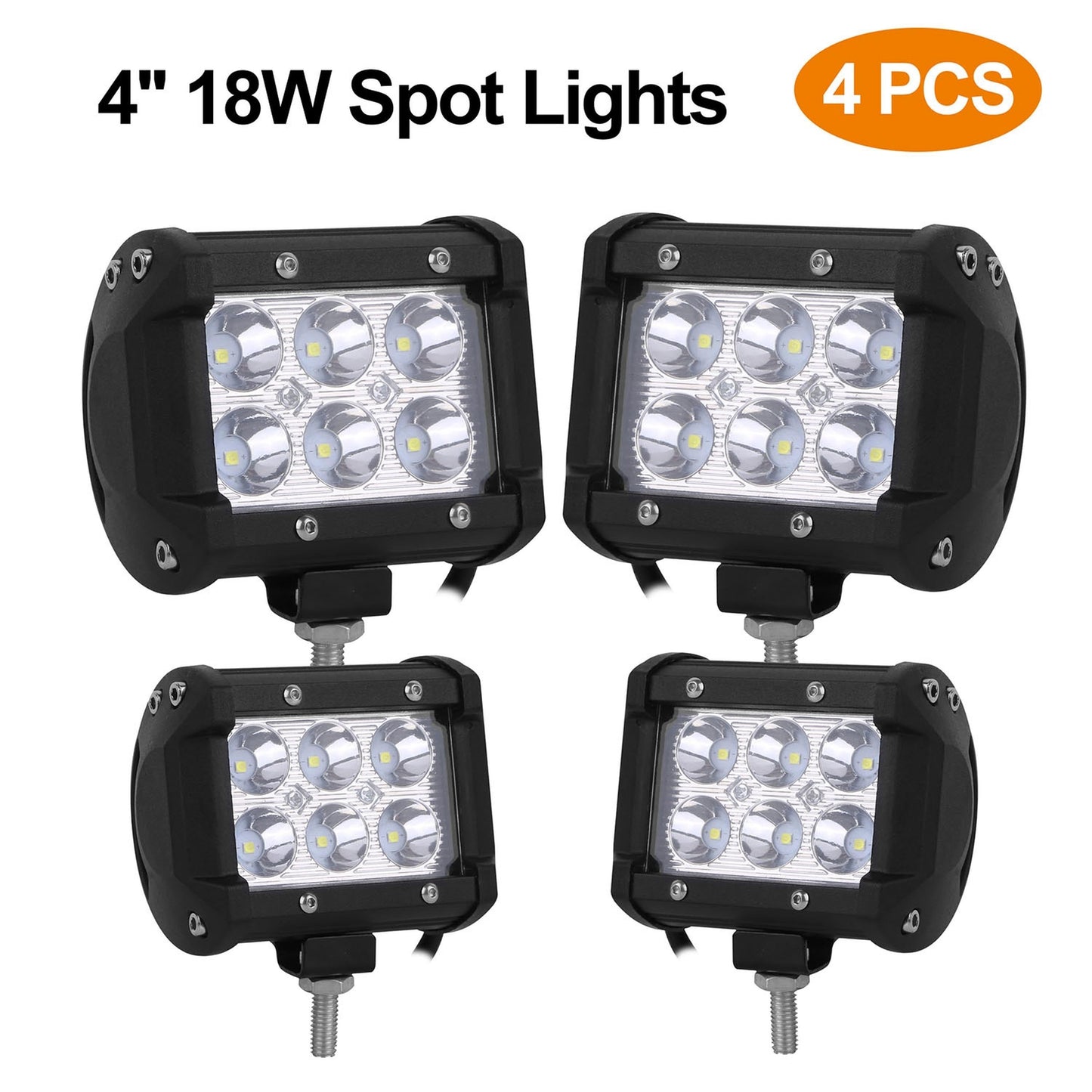 4 PCS 4� 18W Dual Row LED Waterproof Spot Light Pod Cube Light