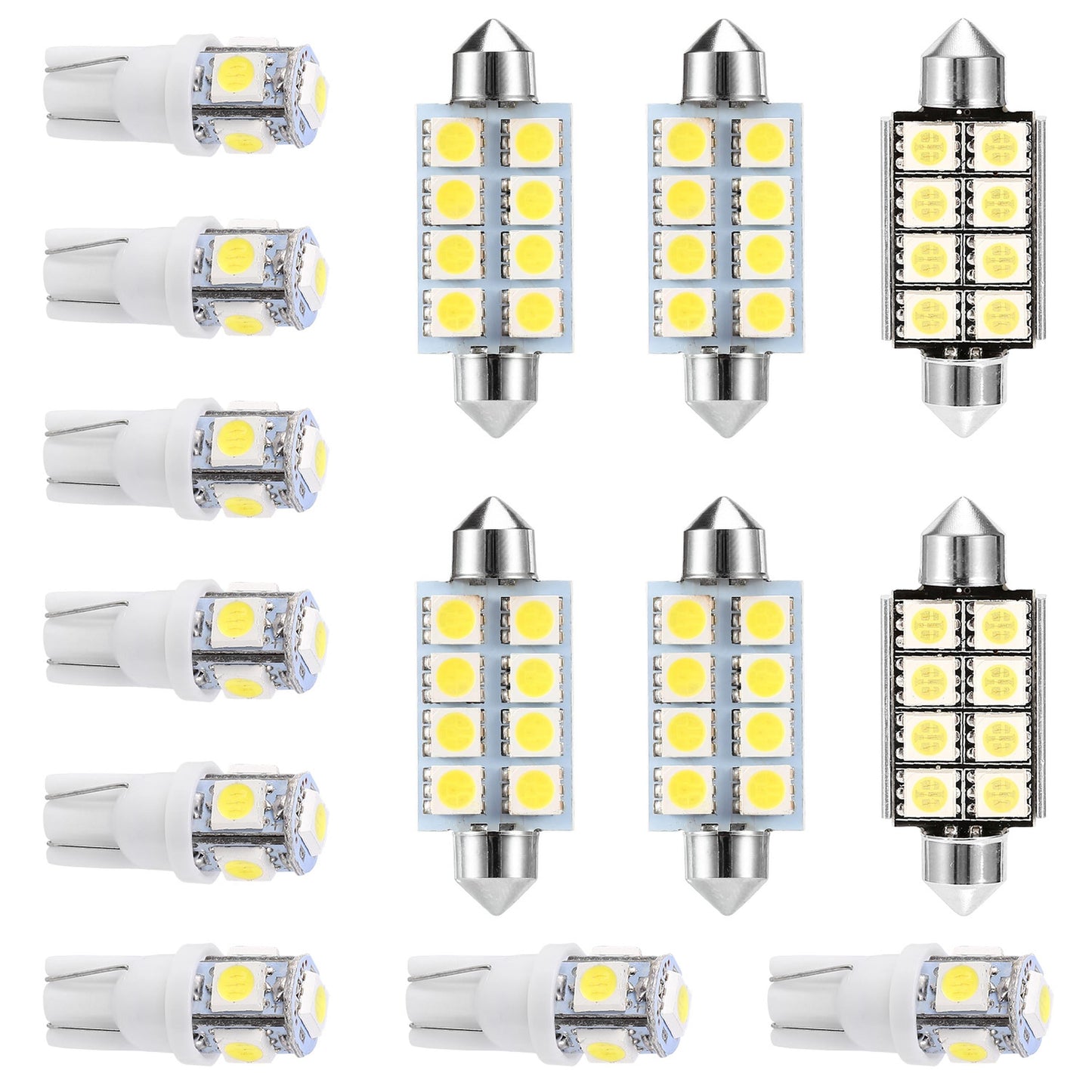 14Pcs T10 41mm Festoon LED Light Bulb Interior Dome Map LED Lights License Plate Trunk Side Positioning Lights 6000K White