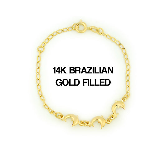 14k Brazilian Gold Filled Figaro Dolphin Bracelet 5''