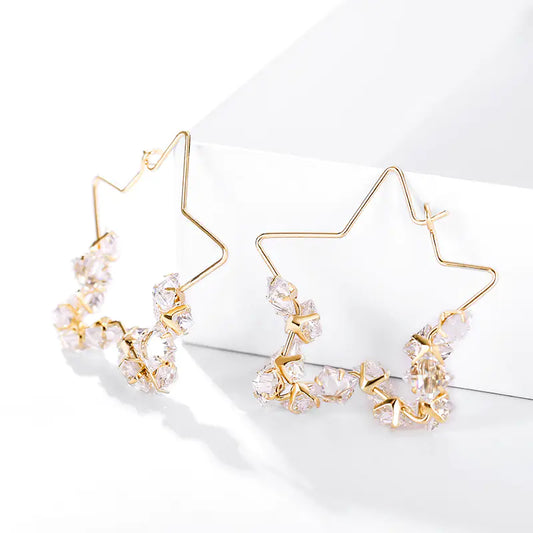 Stylish Geometric Star Design Big Hoop Earrings for Women