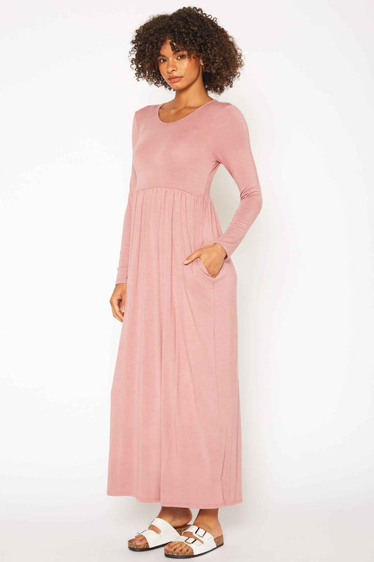 Women's Basic Long Sleeve Fit & Flare Maxi Dress by Shop at Konus