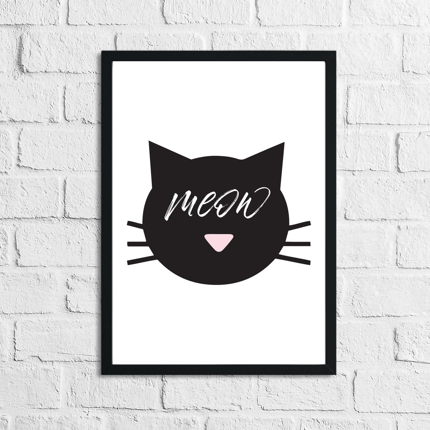 Meow Cat Face Animal Wall Decor Simple Print by WinsterCreations™ Official Store