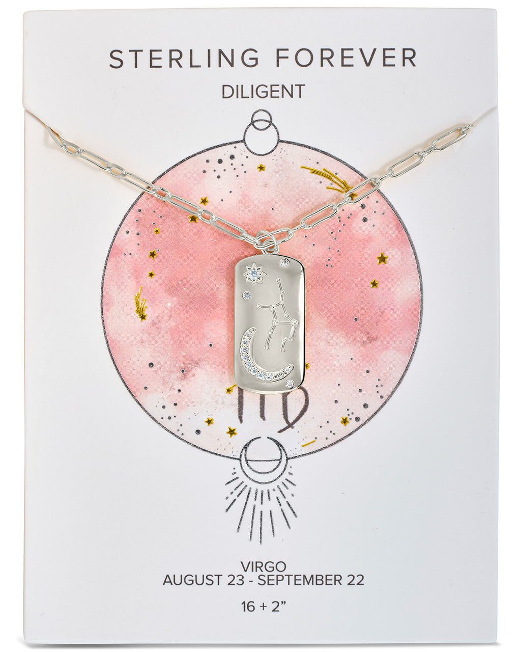 CZ Constellation Dog Tag Pendant Necklace by Sterling Forever