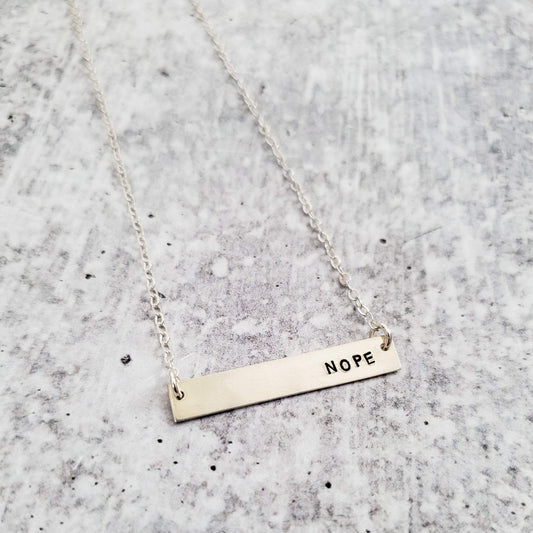 NOPE Bar Necklace by Salt and Sparkle