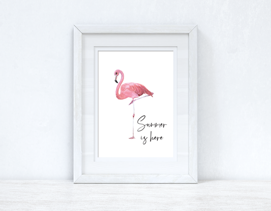 Summer Is Here Flamingo Summer Seasonal Wall Home Decor Print by WinsterCreations™ Official Store