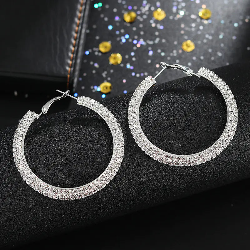 Luxury Round Crystal Hoop Earrings for Women