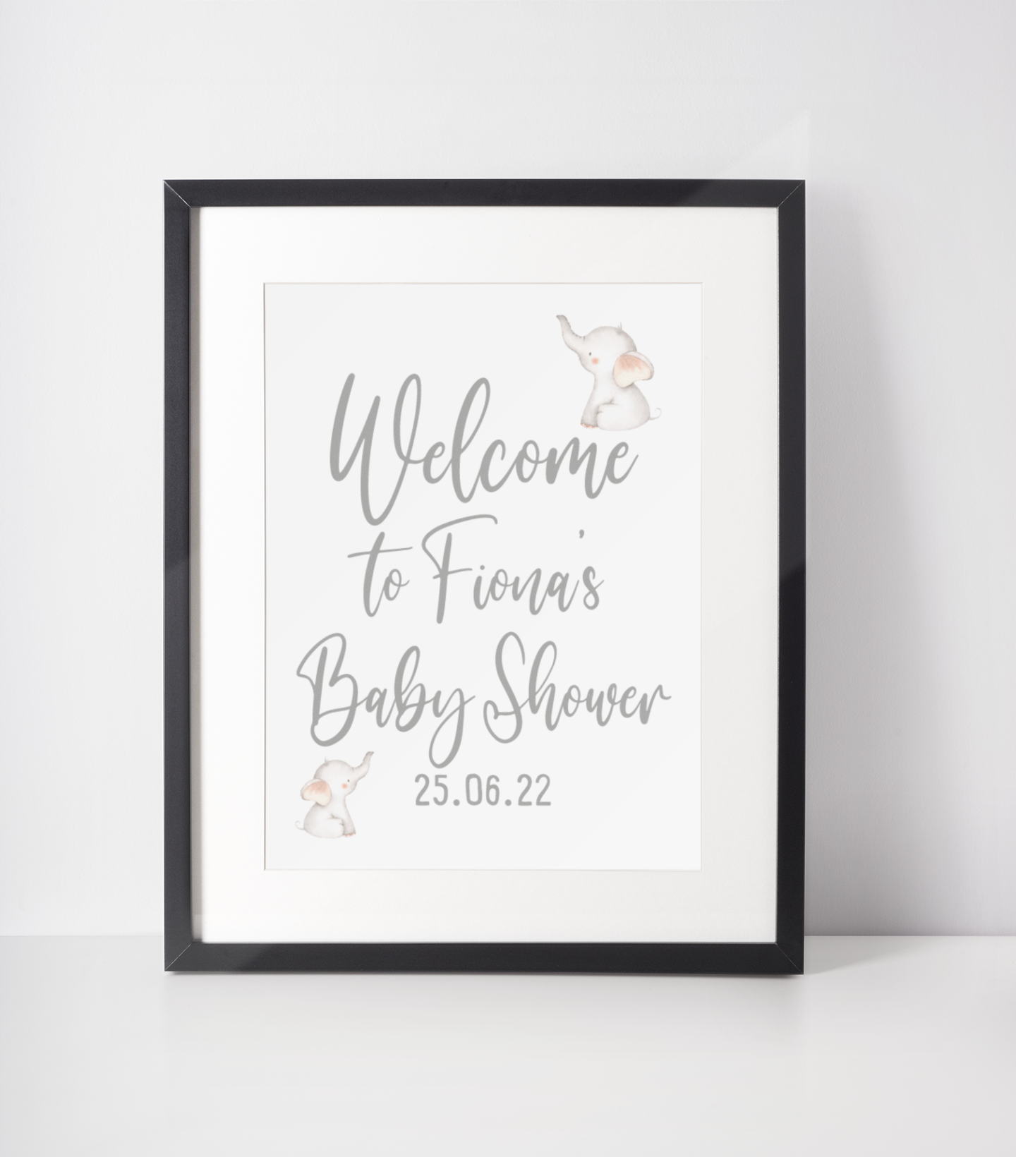 Welcome To Any Name Baby Shower Any Colour Wording Elephant Decor Print by WinsterCreations™ Official Store