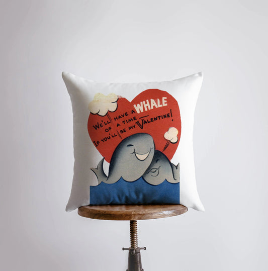 Whale of a Time Vintage Valentines | Pillow Cover | Throw Pillow | Valentines Day Gifts for Her | Valentines Day | Room Decor by UniikPillows