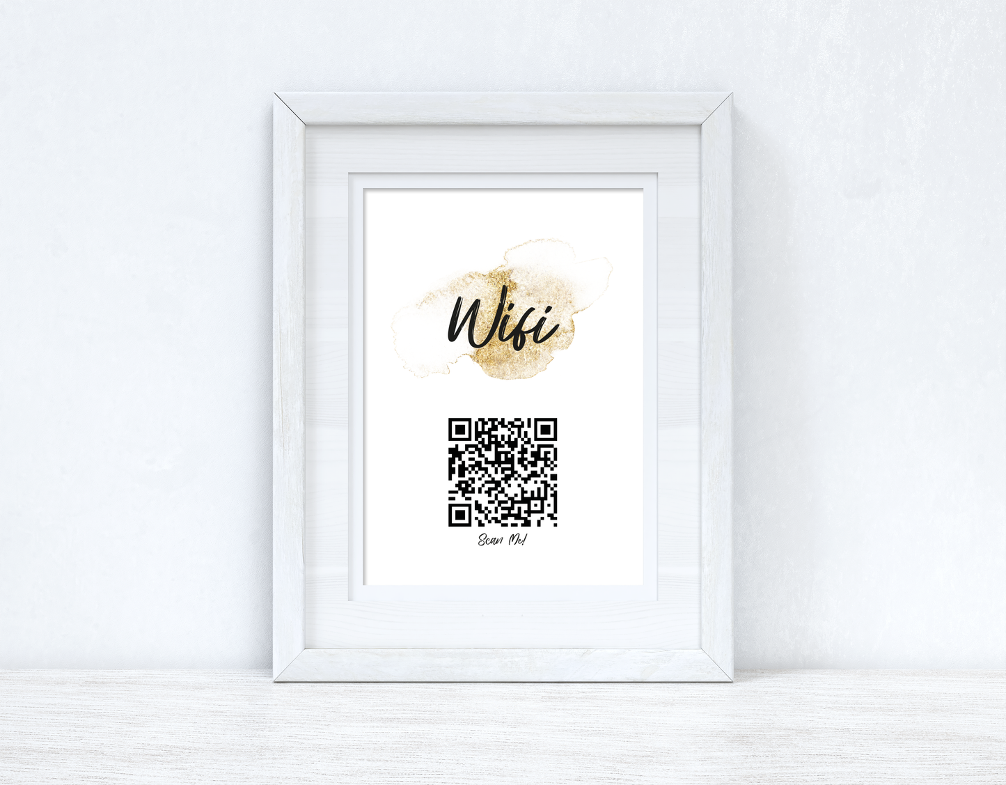 Wifi Gold Splatter Splatter Scan Me! Wifi QR Scan Home Wall Decor Print by WinsterCreations™ Official Store