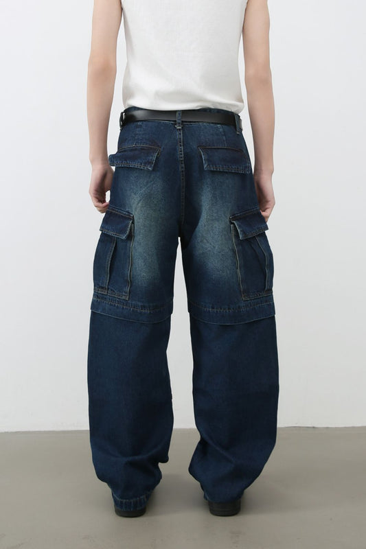 Men's Mid Rise Jeans with Cargo Pockets