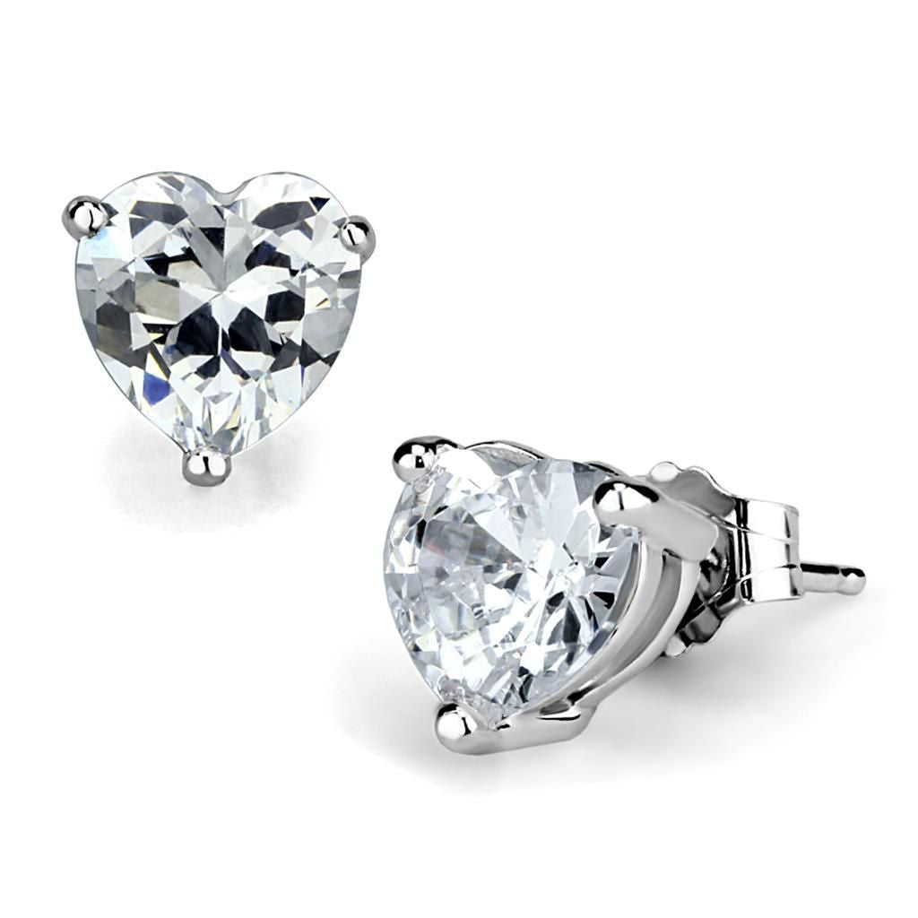LOS882 - Rhodium 925 Sterling Silver Earrings with AAA Grade CZ in Clear