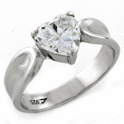 LOAS1061 - High-Polished 925 Sterling Silver Ring with AAA Grade CZ in Clear