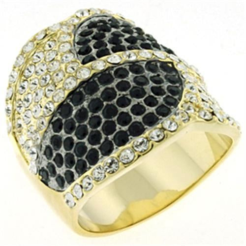 LOA607 - Gold & Brush Brass Ring with Top Grade Crystal in Multi Color