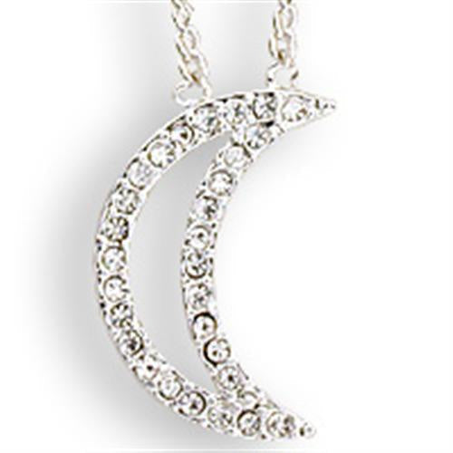 SNK13 - Silver Brass Chain Pendant with Top Grade Crystal in Clear