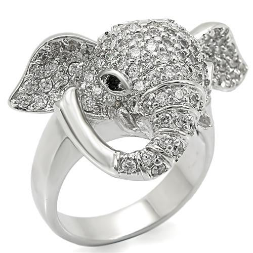 0W280 - Rhodium Brass Ring with Top Grade Crystal in Jet