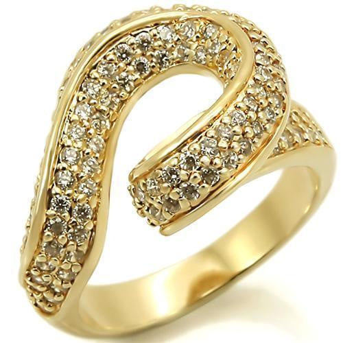 0W317 - Gold Brass Ring with AAA Grade CZ in Clear