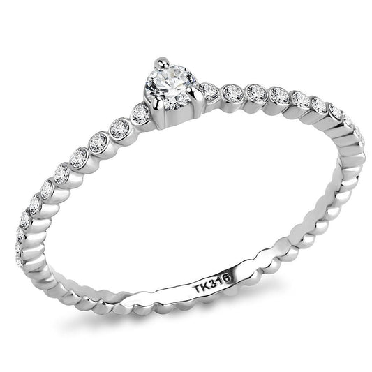 DA343 - No Plating Stainless Steel Ring with AAA Grade CZ in Clear