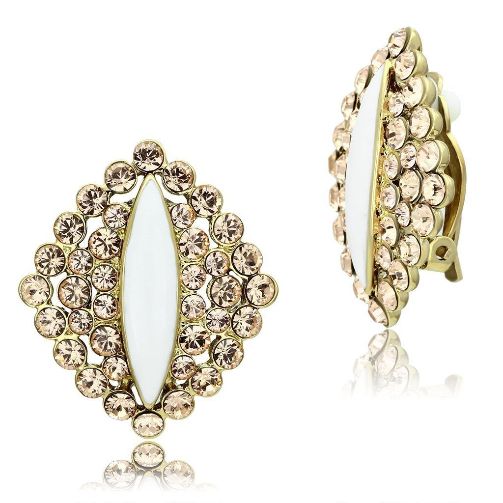 GL350 - IP Gold(Ion Plating) Brass Earrings with Top Grade Crystal in Champagne