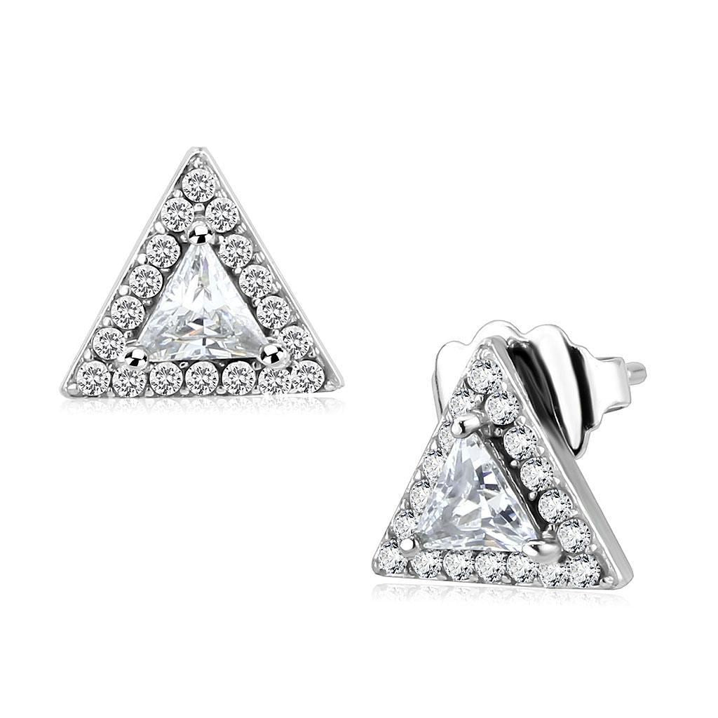 DA327 - No Plating Stainless Steel Earrings with AAA Grade CZ in Clear