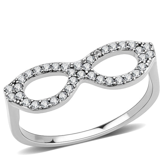 DA315 - No Plating Stainless Steel Ring with AAA Grade CZ in Clear