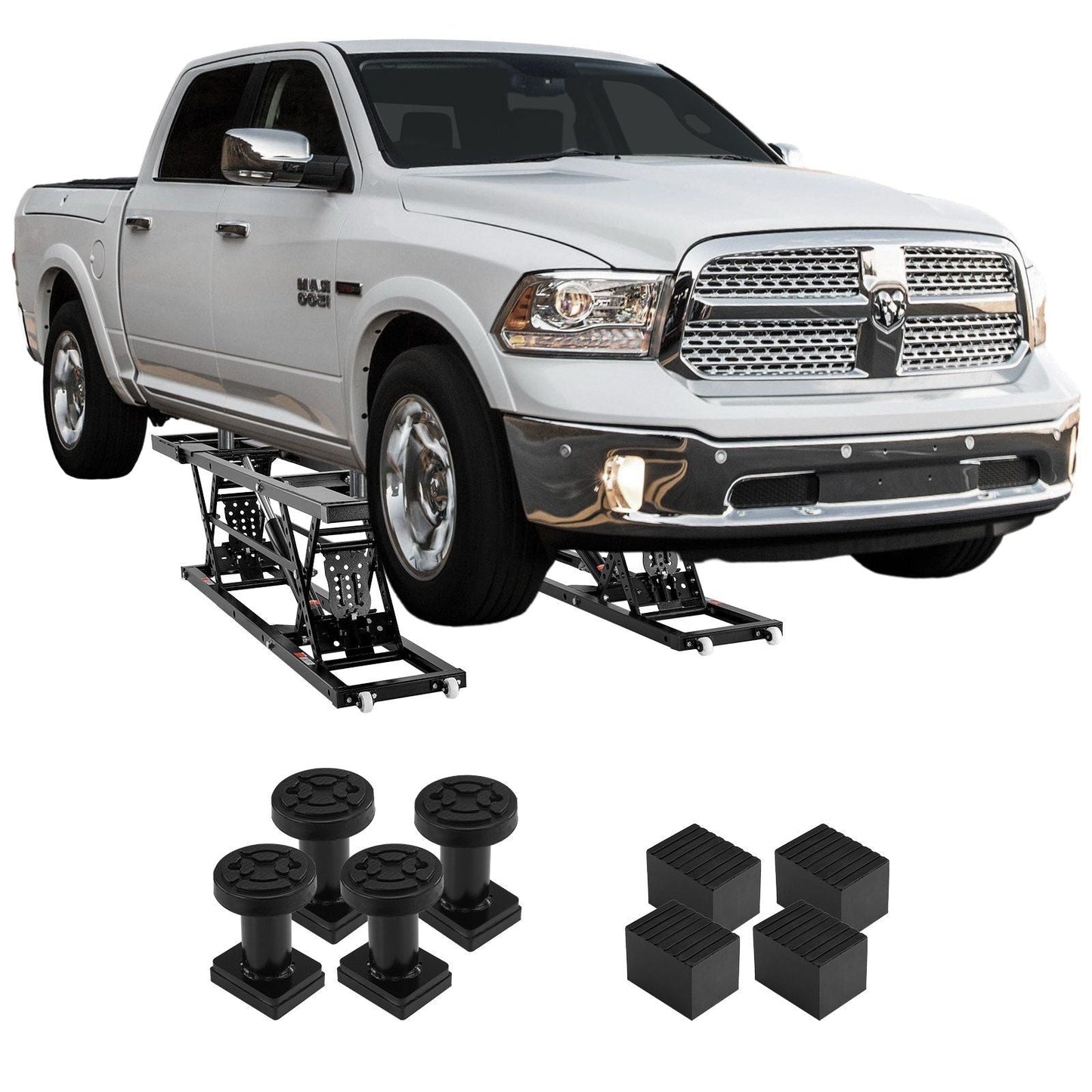 Car Lift, 25.6" Max. Height, 5,000 LBS Capacity Portable Car Lift, with Extended-Length Plates, Heavy-duty Carbon Steel Truck Lift with 120V Power Unit, Auto Car Jack Lifts for Home Garage Shop