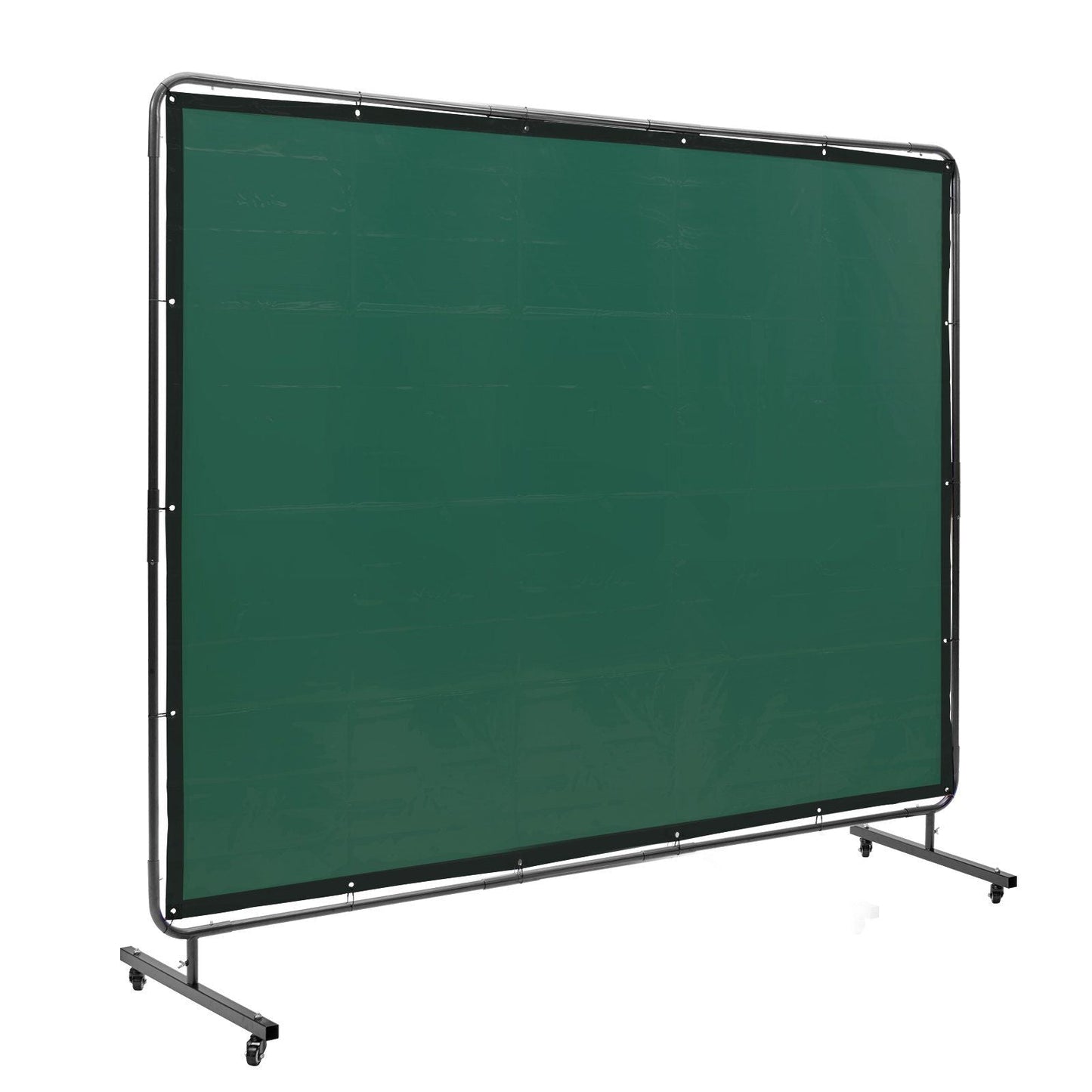 Welding Screen with Frame, 6' x 8' Welding Curtain Screen, Flame-Resistant Vinyl Welding Protection Screen on 4 Swivel Wheels (2 Lockable), Moveable & Professional for Workshop/Industrial, Green