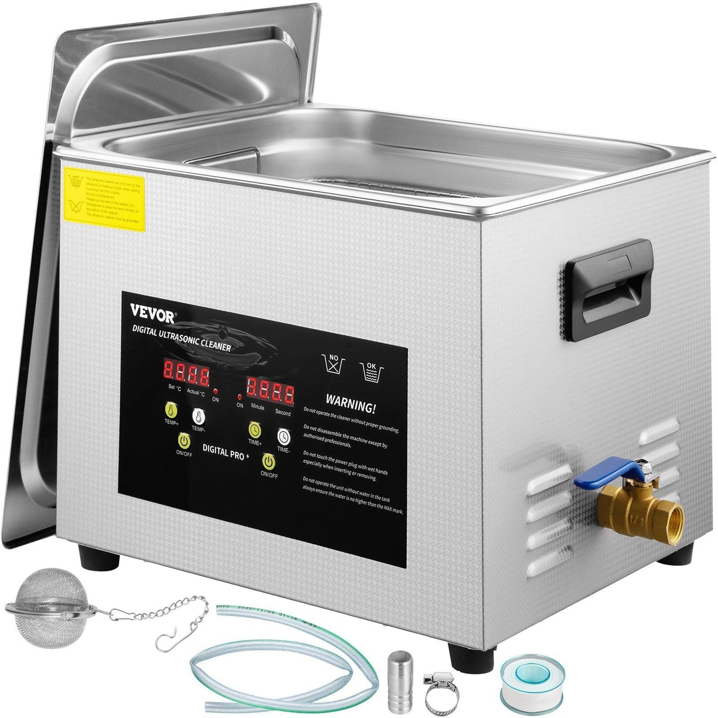 15L Upgraded Ultrasonic Cleaner (600W Heater,360W Ultrasonic) Professional Digital Lab Ultrasonic Parts Cleaner with Heater Timer for Glass Dental Instruments Cleaning