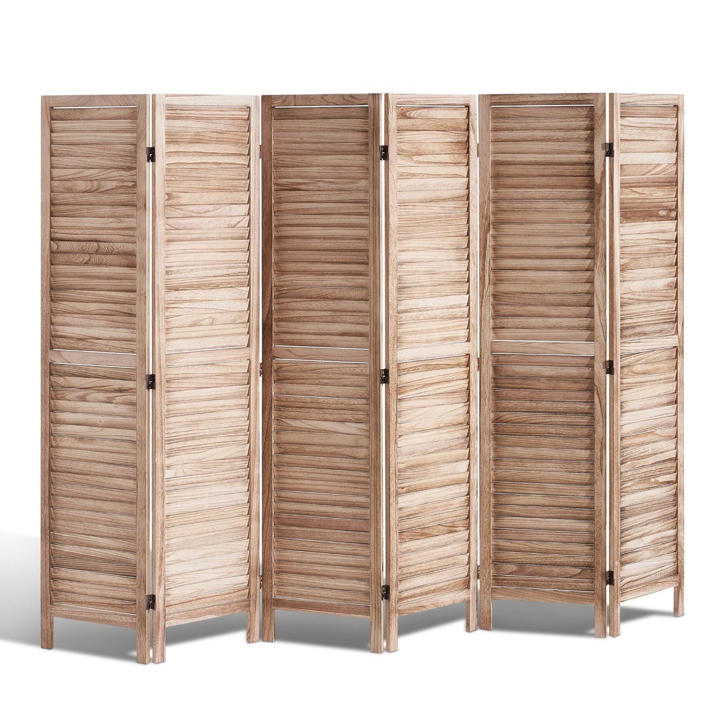 Wood Room Divider, 6 Panel Wood Folding Privacy Screen, 66.9 Inches Tall Indoor Louvered Partition Divider, Portable Decoration Screen, for Room Separation, Home, Office, Restaurant & Bedroom
