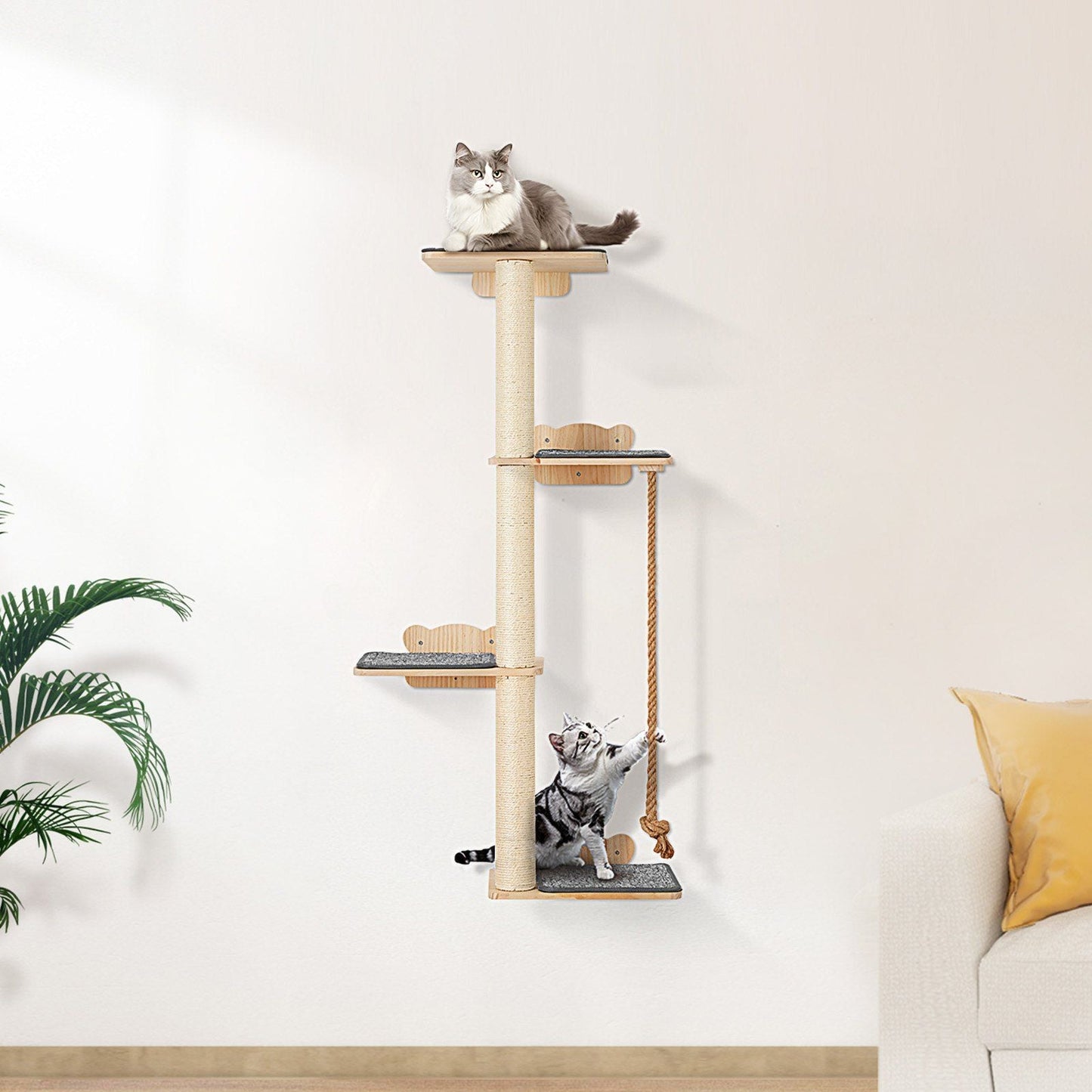 Wall Mounted Cat Shelves Tree with Platform Tree-Shaped Cat Furniture