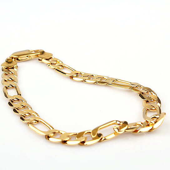 RMZ GOLD NYC Unisex 24K Yellow Gold 8mm Figaro Chain Bracelet 8"